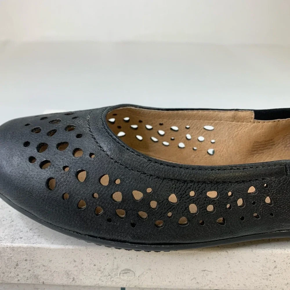 Josef Seibel Women Pippa 9 Ballet Flats Black Perforated Slip-On Shoes Sz 6.5/37